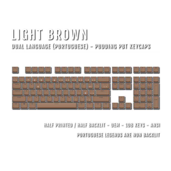 Light Brown Portuguese Dual Language PBT Pudding Keycaps