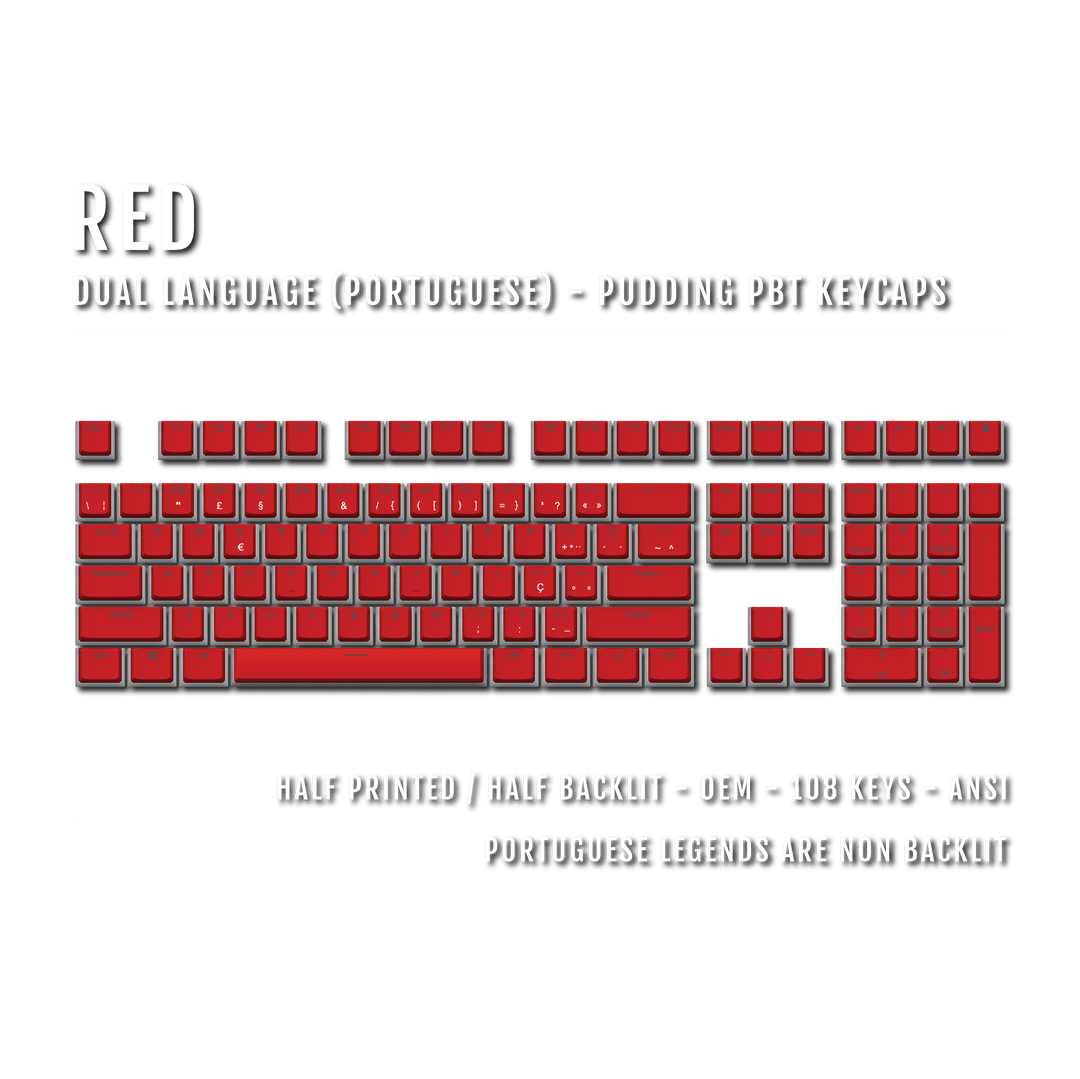 Red Portuguese Dual Language PBT Pudding Keycaps