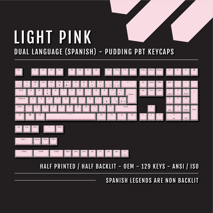 Light Pink Spanish (ISO-ES) Dual Language PBT Pudding Keycaps