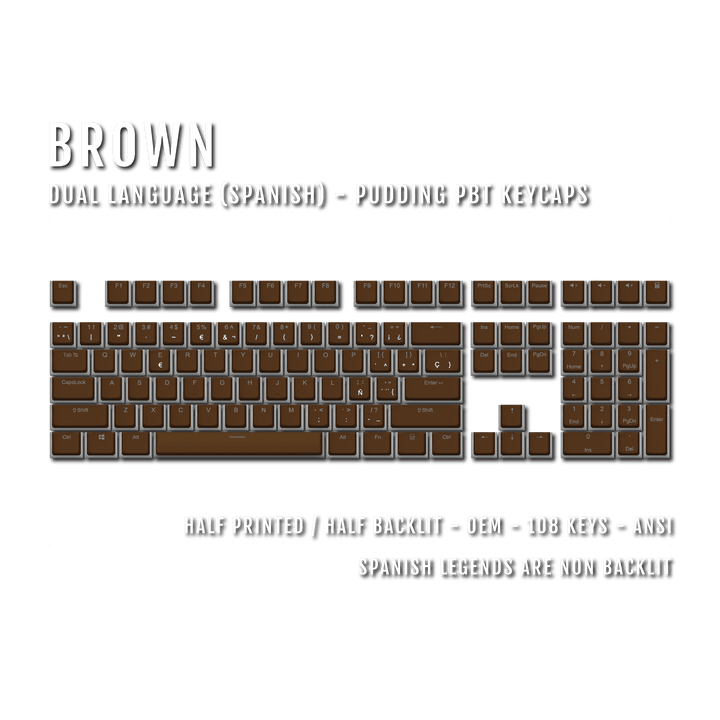 Brown Spanish Dual Language PBT Pudding Keycaps