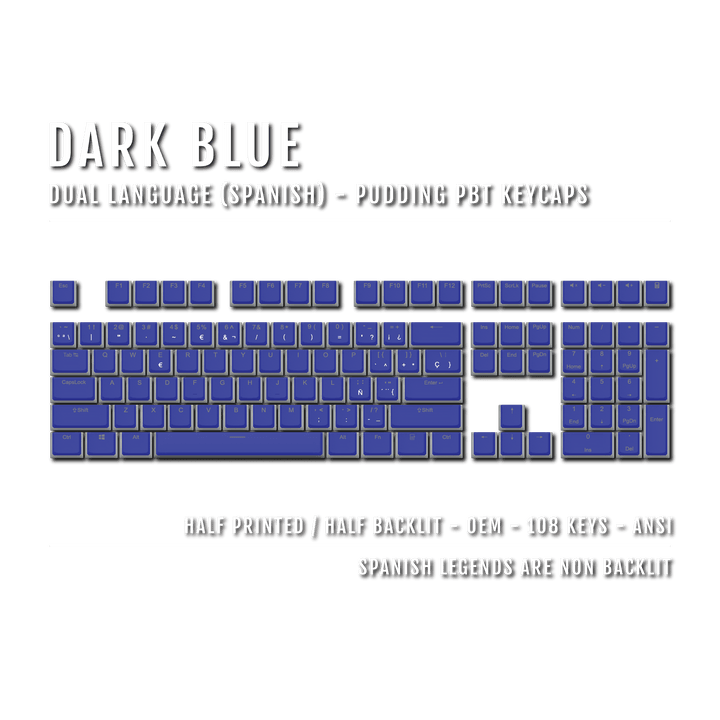 Dark Blue Spanish Dual Language PBT Pudding Keycaps