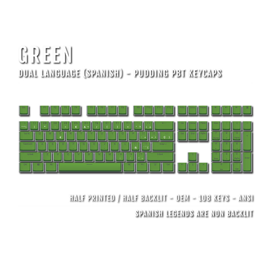 Green Spanish Dual Language PBT Pudding Keycaps
