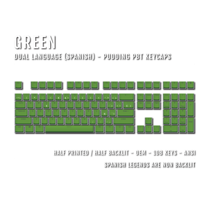 Green Spanish Dual Language PBT Pudding Keycaps