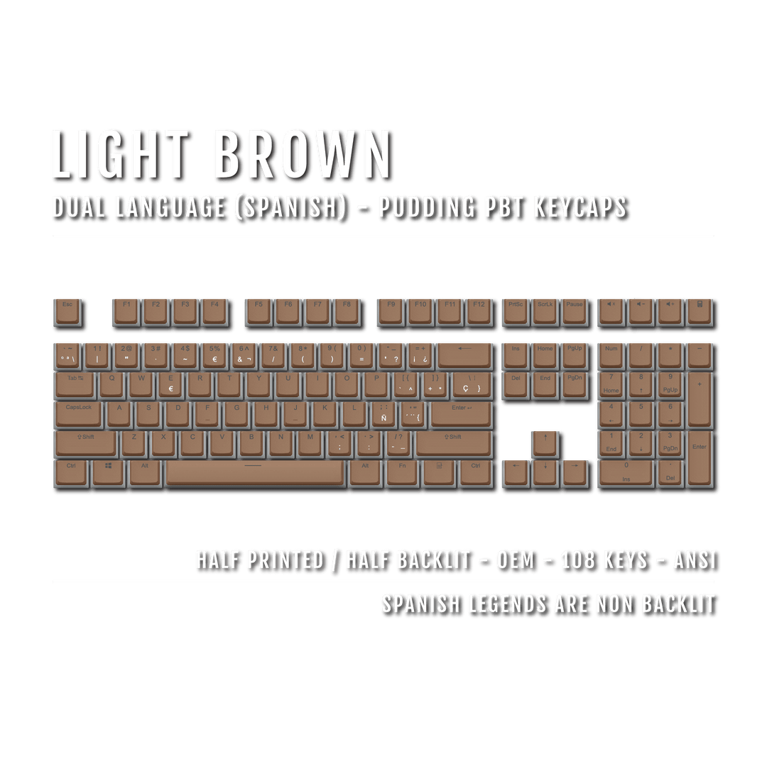 Light Brown Spanish Dual Language PBT Pudding Keycaps