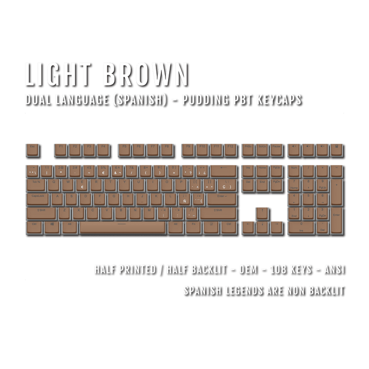 Light Brown Spanish Dual Language PBT Pudding Keycaps