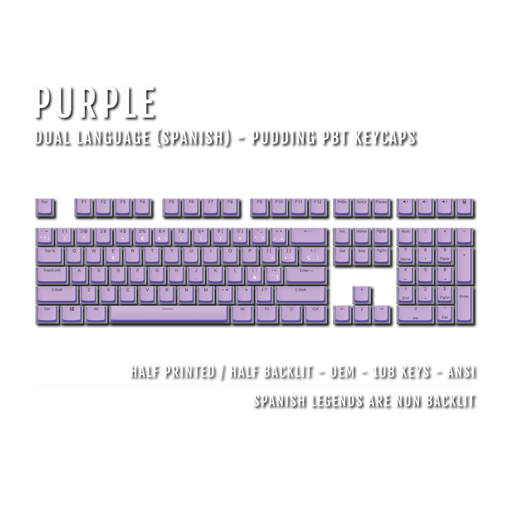 Purple Spanish Dual Language PBT Pudding Keycaps