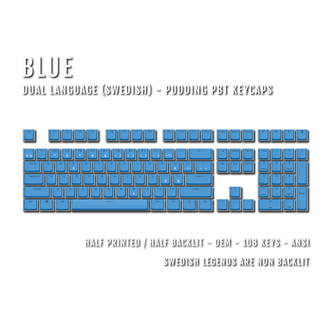 Blue Swedish Dual Language PBT Pudding Keycaps