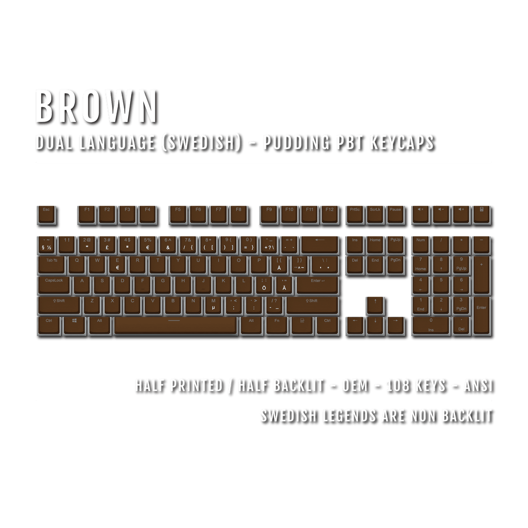 Brown Swedish Dual Language PBT Pudding Keycaps