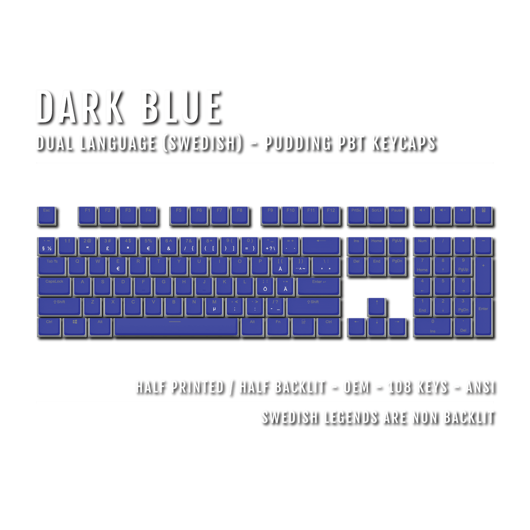 Dark Blue Swedish Dual Language PBT Pudding Keycaps