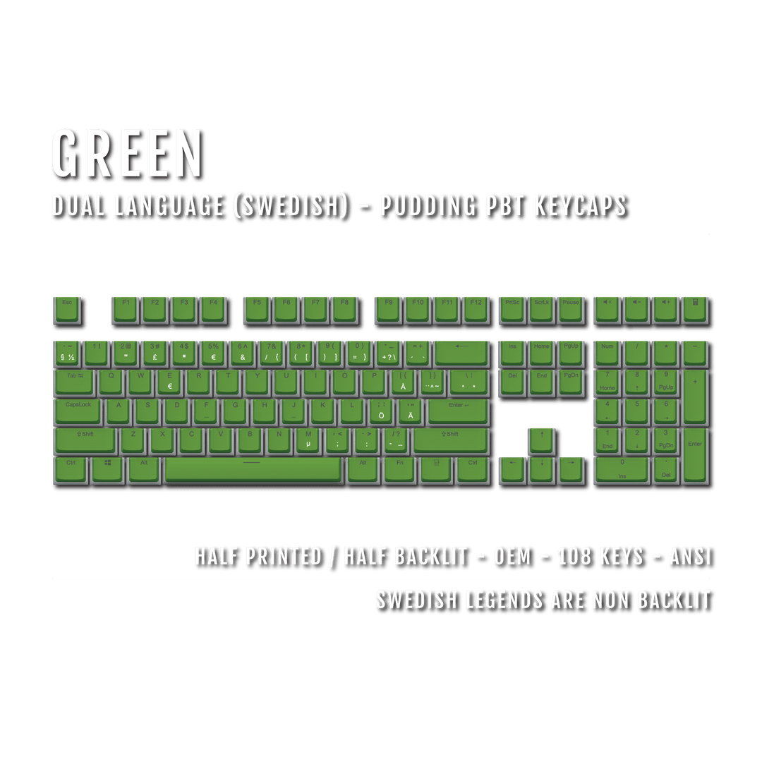 Green Swedish Dual Language PBT Pudding Keycaps