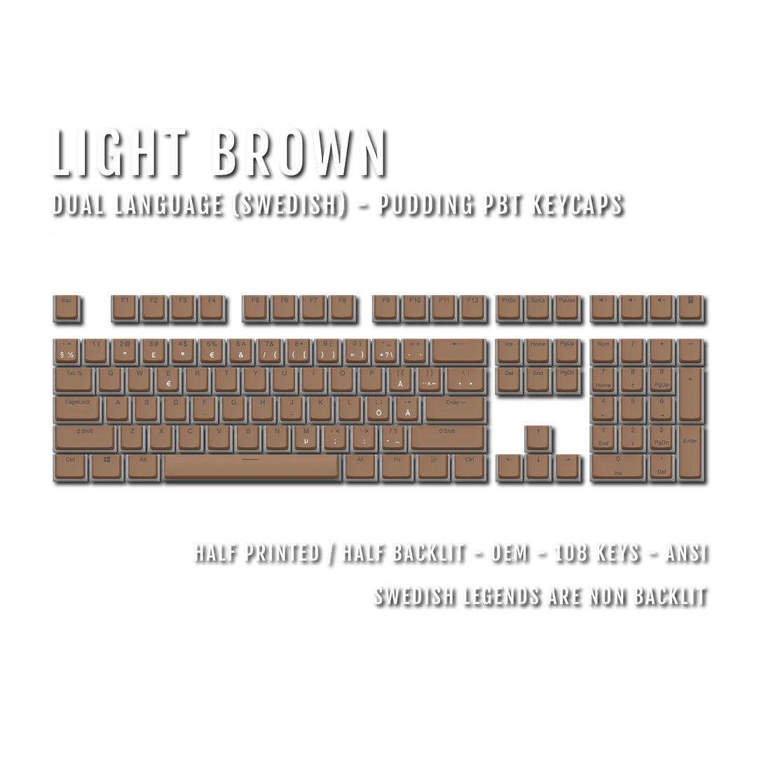 Light Brown Swedish Dual Language PBT Pudding Keycaps