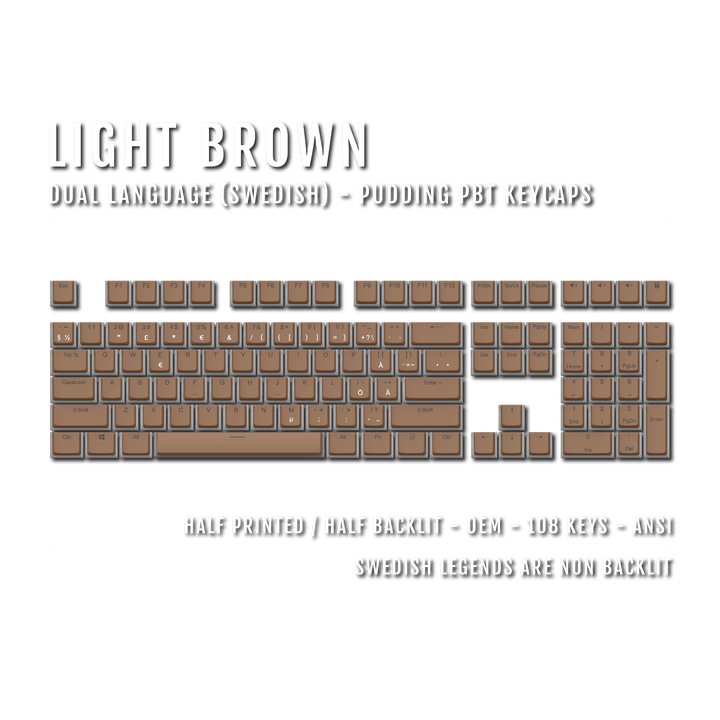 Light Brown Swedish Dual Language PBT Pudding Keycaps