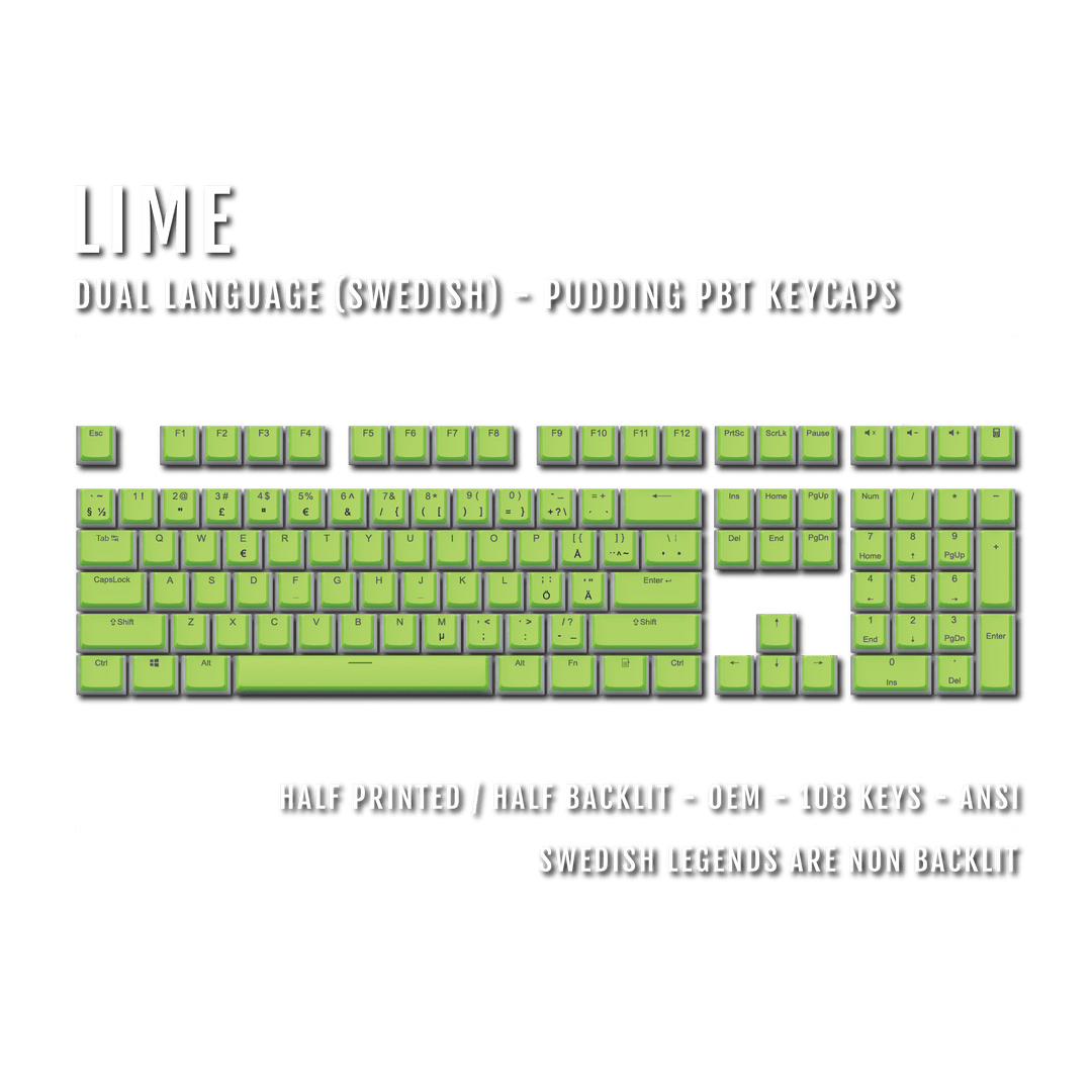 Lime Swedish Dual Language PBT Pudding Keycaps