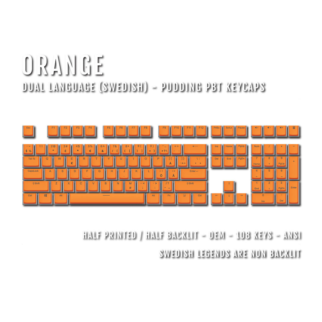 Orange Swedish Dual Language PBT Pudding Keycaps