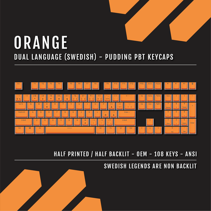 Orange Swedish Dual Language PBT Pudding Keycaps