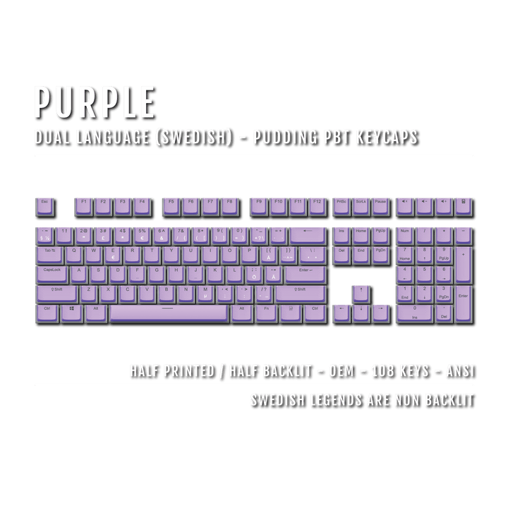 Purple Swedish Dual Language PBT Pudding Keycaps