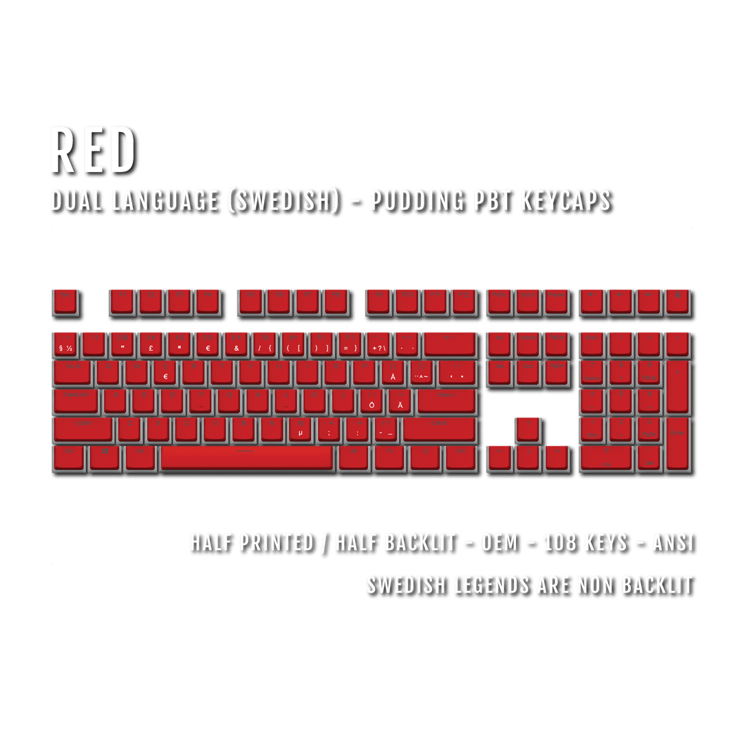 Red Swedish Dual Language PBT Pudding Keycaps