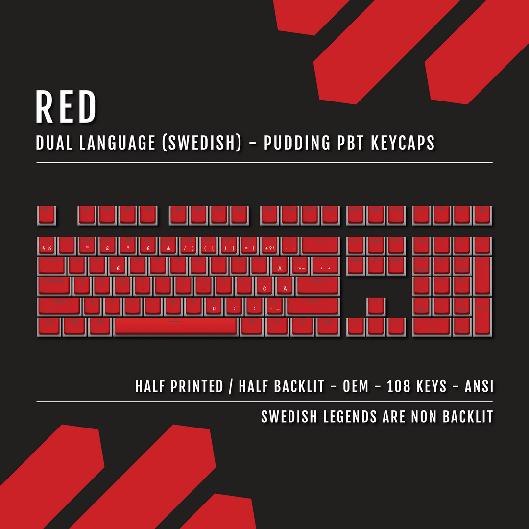 Red Swedish Dual Language PBT Pudding Keycaps