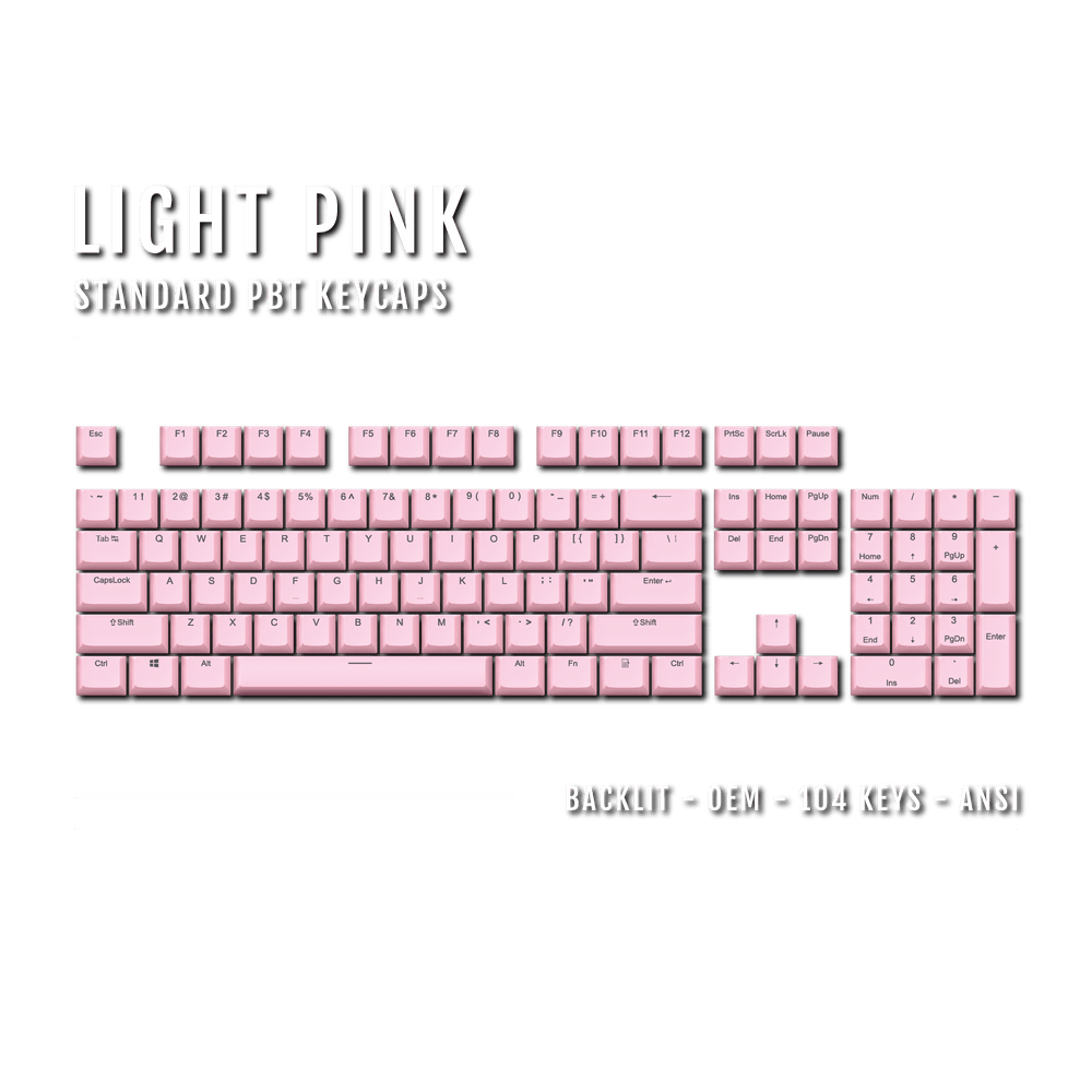 US Light Pink Backlit Keycaps - ISO/ANSI - 100% - kromekeycaps