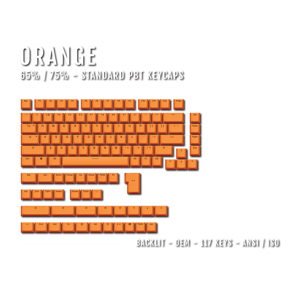 US Orange Backlit Keycaps - ISO/ANSI - 65/75% - kromekeycaps
