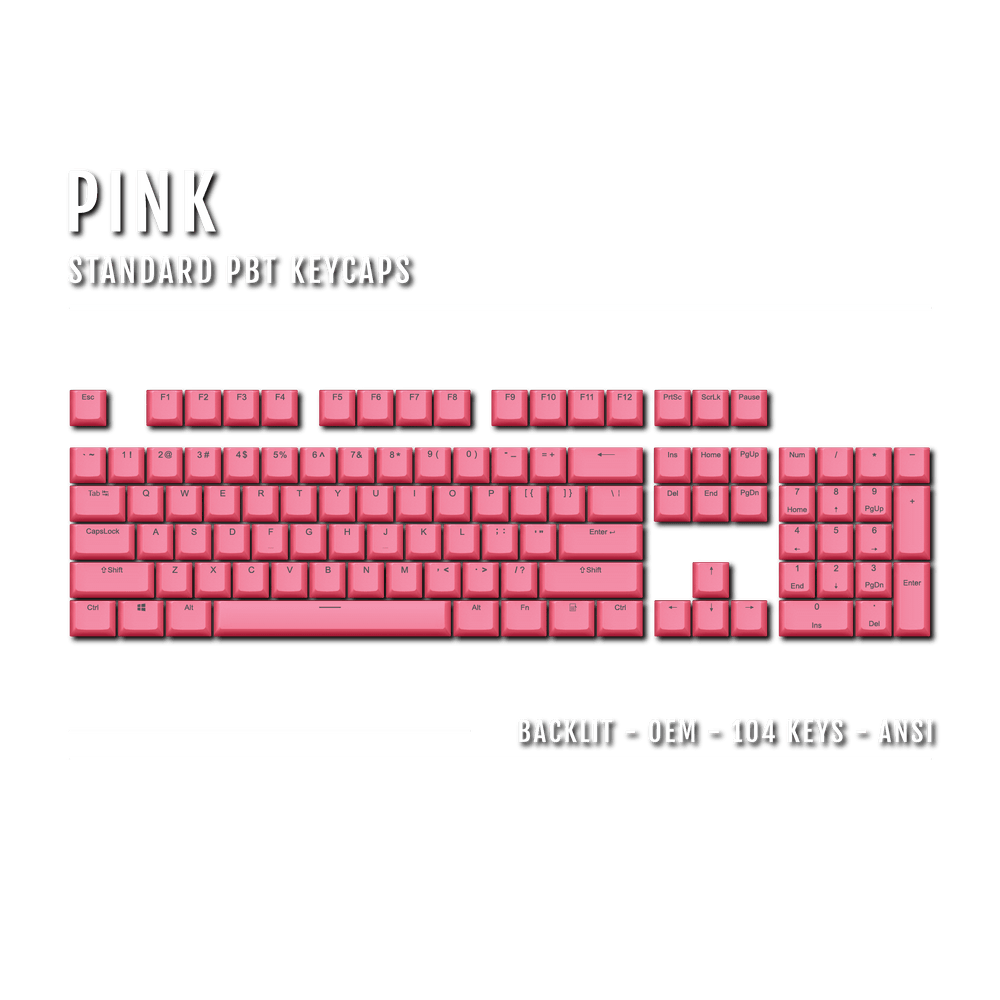 US Pink Backlit Keycaps - ISO/ANSI - 100% - kromekeycaps
