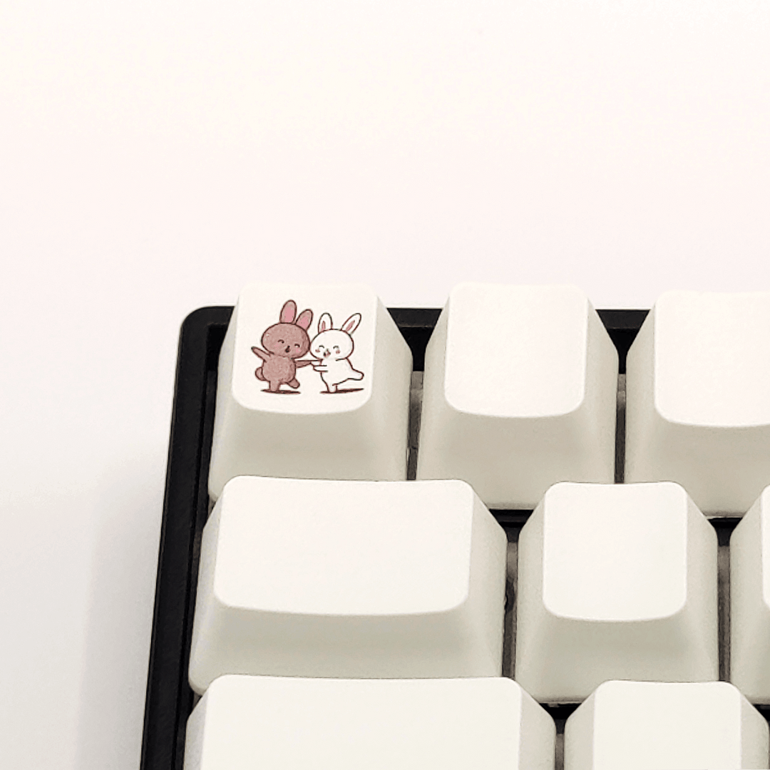 Bunny Couple Custom Keycap - kromekeycaps