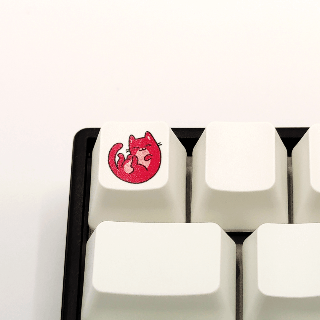 Pink Cat Custom Keycap - kromekeycaps