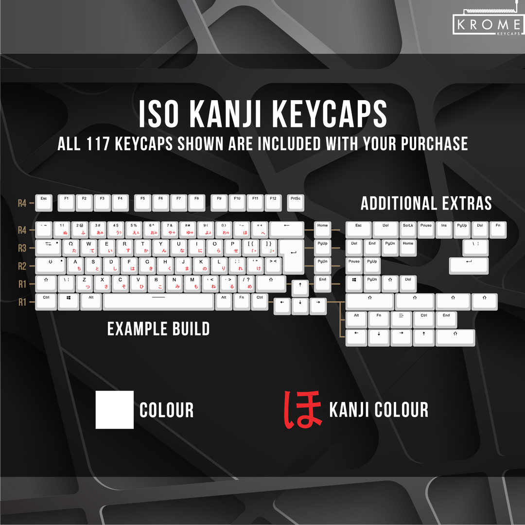 US Purple PBT Japanese (Hiragana) Keycaps - 65/75% Sizes - Dual Language Keycaps - kromekeycaps