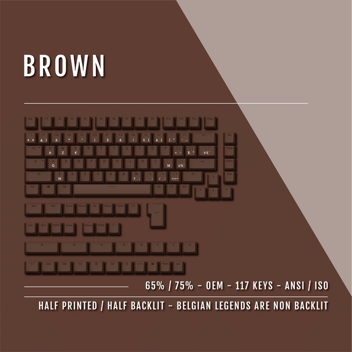 Brown PBT Belgian Keycaps - ISO-BE - 65/75% Sizes - Dual Language Keycaps - kromekeycaps