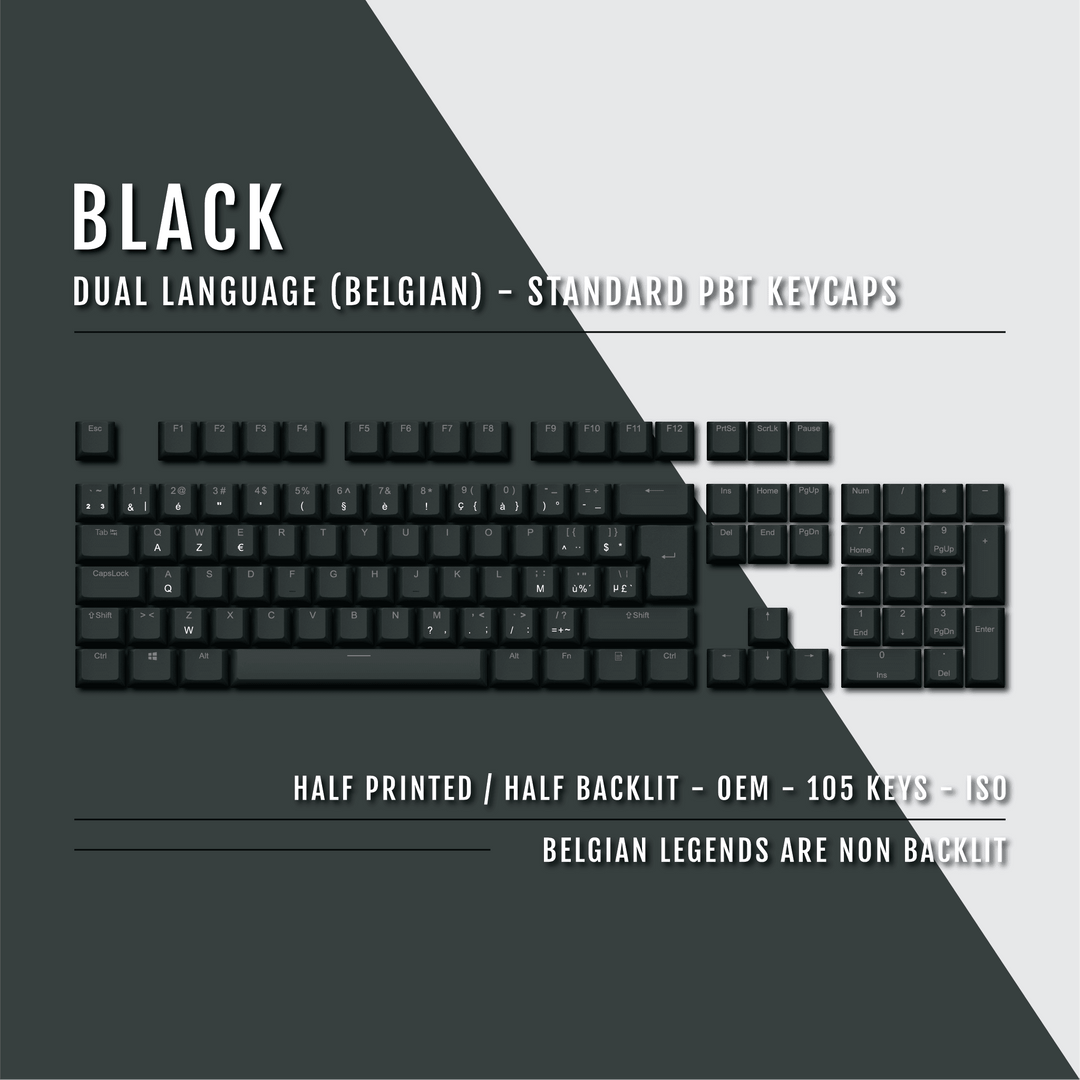 Black Belgian (ISO-BE) Dual Language PBT Keycaps Krome Keycaps LTD belgian