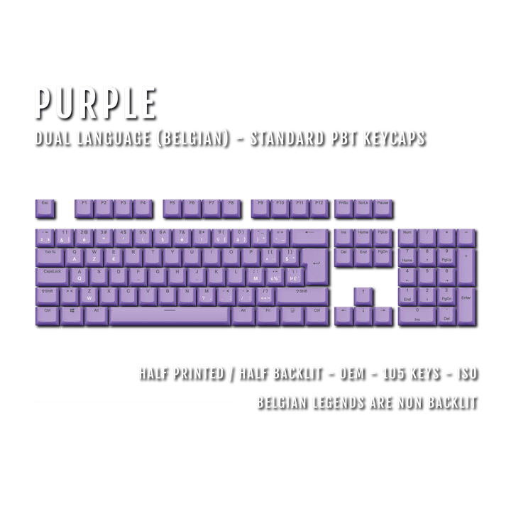 Purple Belgian (ISO-BE) Dual Language PBT Keycaps Krome Keycaps LTD belgian
