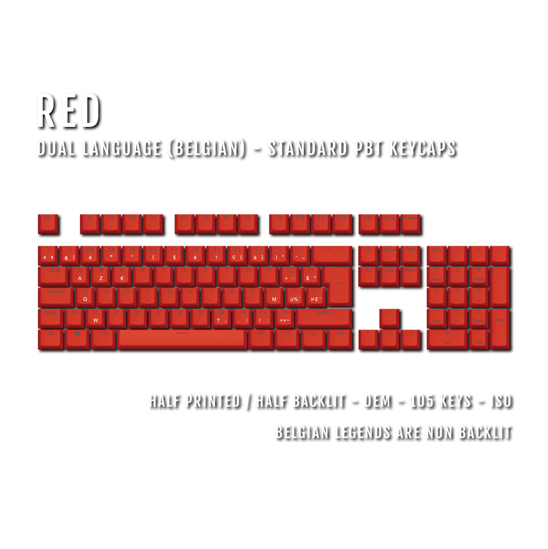 Red Belgian (ISO-BE) Dual Language PBT Keycaps Krome Keycaps LTD belgian