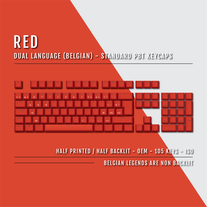 Red Belgian (ISO-BE) Dual Language PBT Keycaps Krome Keycaps LTD belgian