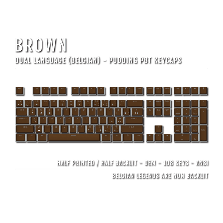Brown Belgian Dual Language PBT Pudding Keycaps Krome Keycaps LTD belgian