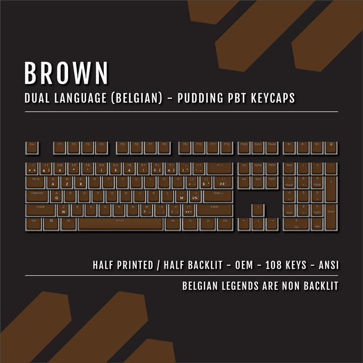 Brown Belgian Dual Language PBT Pudding Keycaps Krome Keycaps LTD belgian