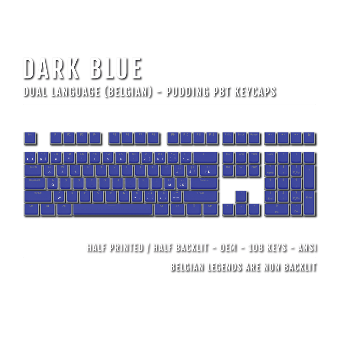 Dark Blue Belgian Dual Language PBT Pudding Keycaps Krome Keycaps LTD belgian