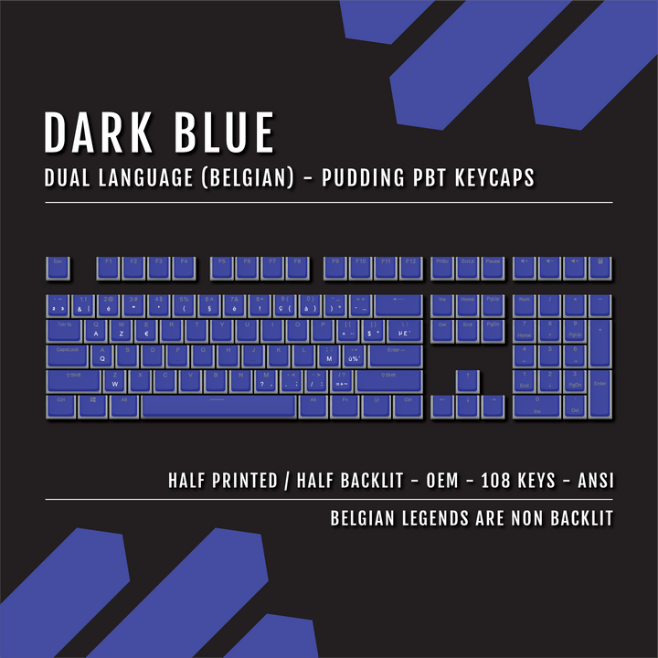 Dark Blue Belgian Dual Language PBT Pudding Keycaps Krome Keycaps LTD belgian