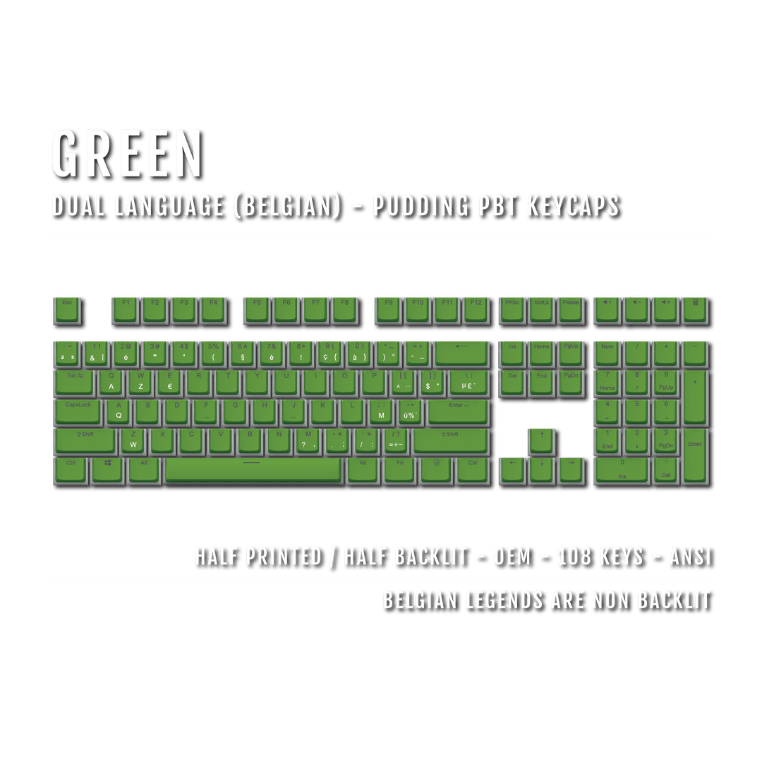 Green Belgian Dual Language PBT Pudding Keycaps Krome Keycaps LTD belgian