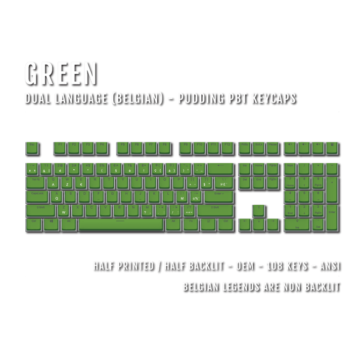 Green Belgian Dual Language PBT Pudding Keycaps Krome Keycaps LTD belgian