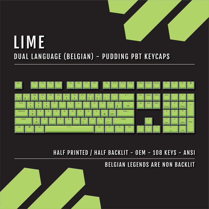 Lime Belgian Dual Language PBT Pudding Keycaps Krome Keycaps LTD belgian