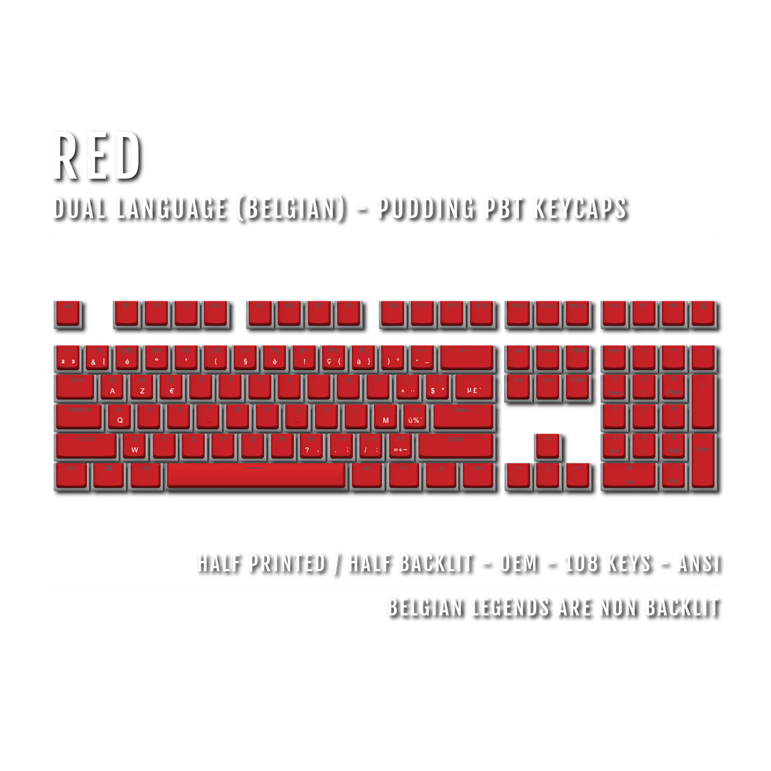 Red Belgian Dual Language PBT Pudding Keycaps Krome Keycaps LTD belgian