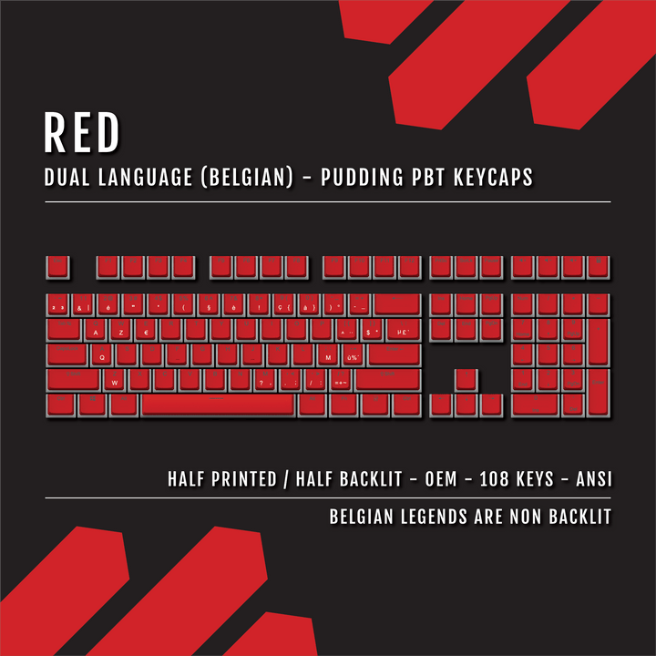 Red Belgian Dual Language PBT Pudding Keycaps Krome Keycaps LTD belgian