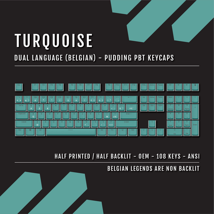 Turquoise Belgian Dual Language PBT Pudding Keycaps Krome Keycaps LTD belgian