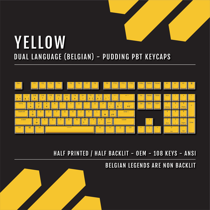 Yellow Belgian Dual Language PBT Pudding Keycaps