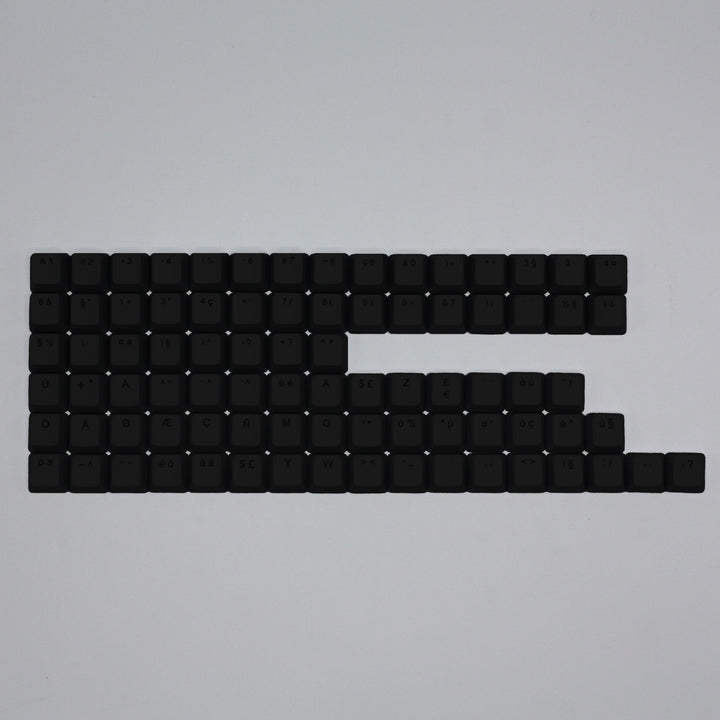Black International ABS Keycap Conversion Kit Krome Keycaps LTD danish, french, german, italian, norwegian, portuguese, spanish, swedish, swiss