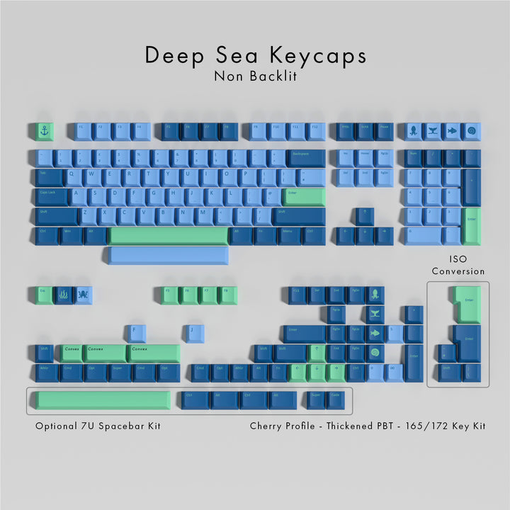 Deep Sea Keycaps layout on a light gray background