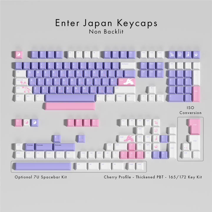 Set of Enter Japan Keycaps on a gray background