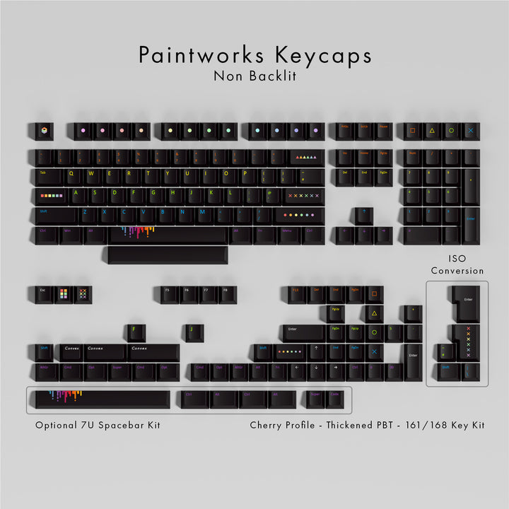 Set of Paintworks Keycaps on a gray background