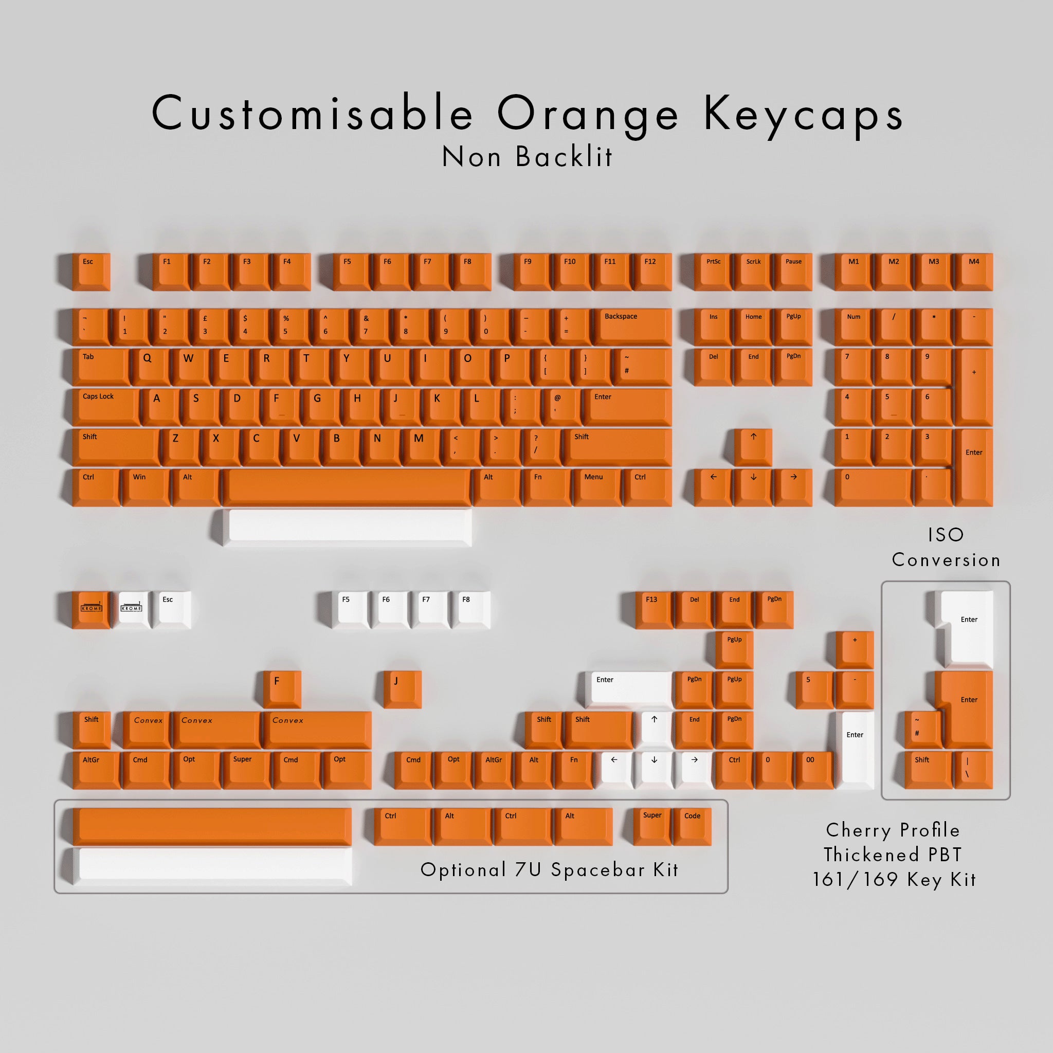 Customisable Orange PBT Keycaps - Non-Backlit – Krome Keycaps LTD