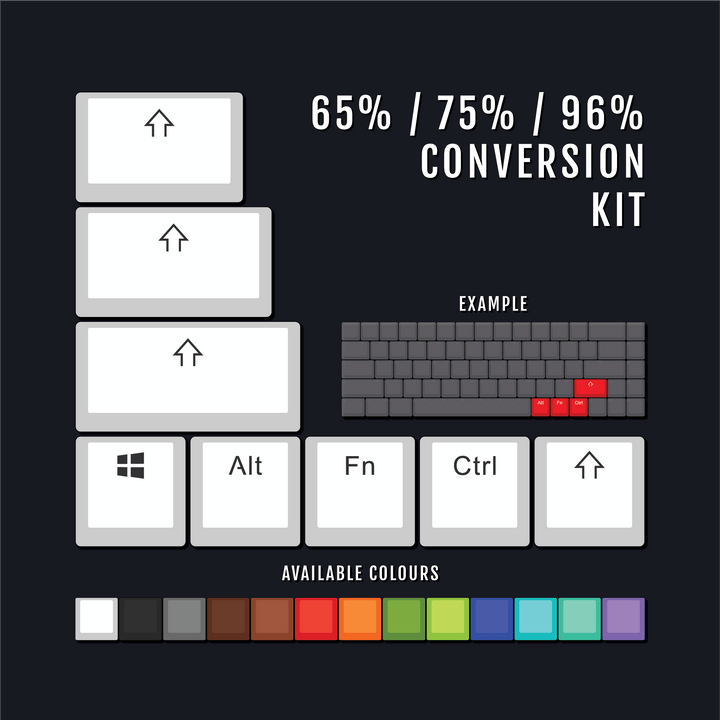 Conversion Kit - 65/75/96% - Various Colours Krome Keycaps LTD Conversion Kit